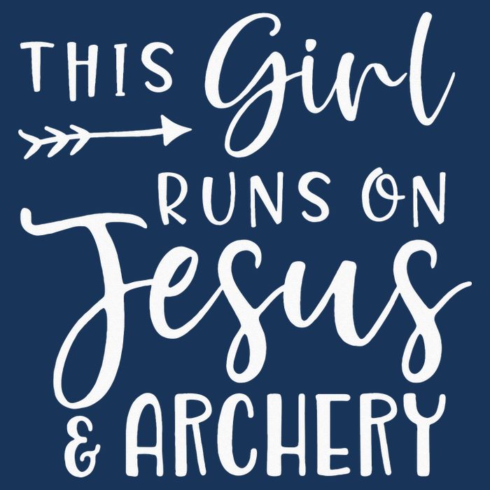 This Girl Runs On Jesus And Archery Drawstring Bag