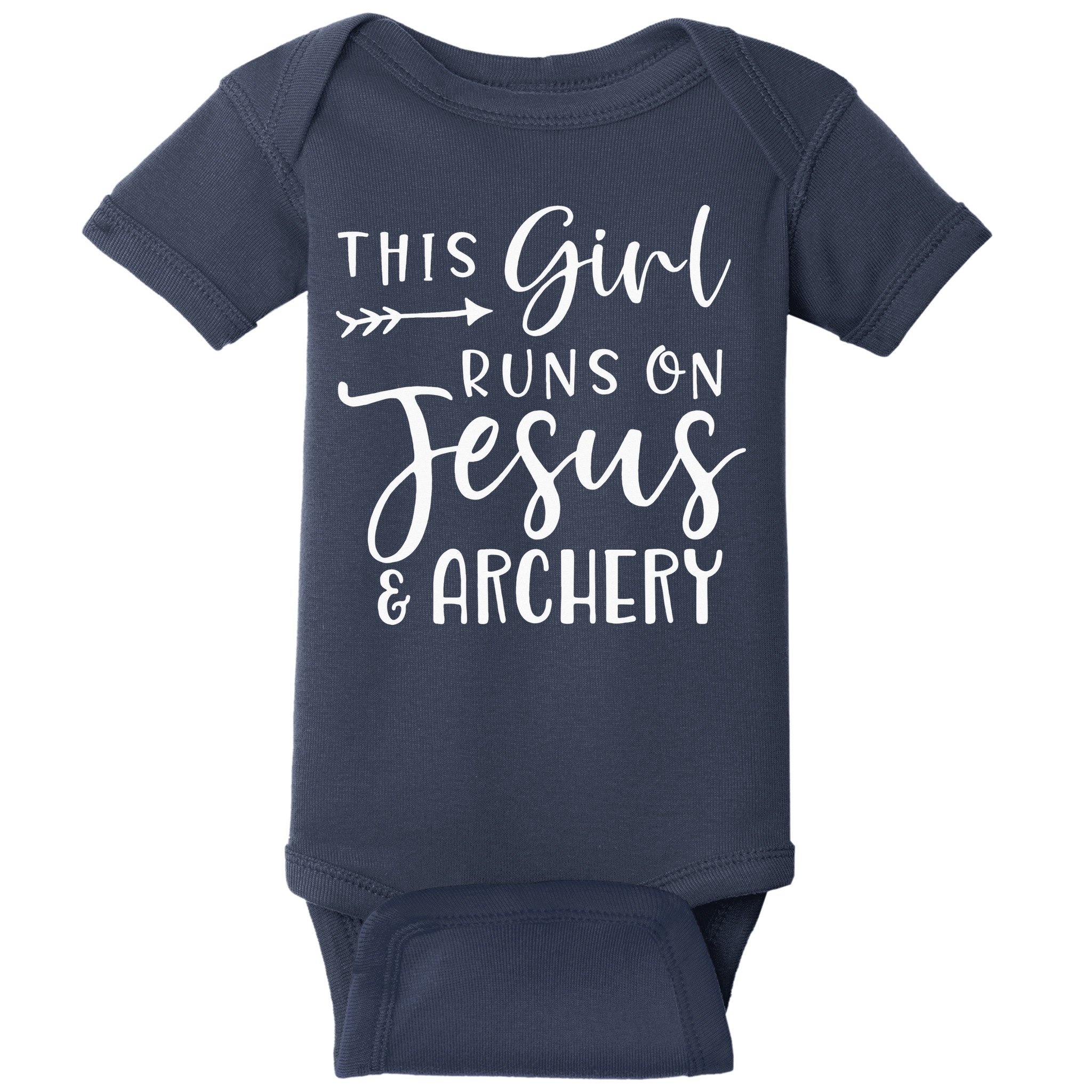 This Girl Runs On Jesus And Archery Baby Bodysuit