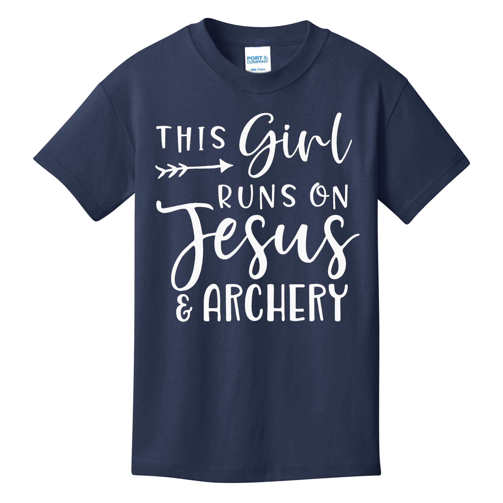 This Girl Runs On Jesus And Archery Kids T-Shirt