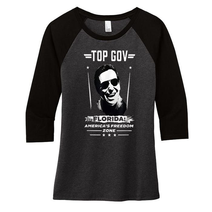 Top Gov Ron DeSantis Top Gov Women's Tri-Blend 3/4-Sleeve Raglan Shirt