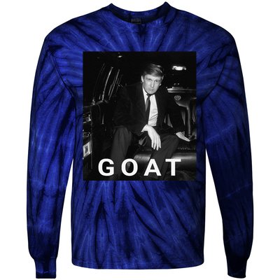 Trump Goat Republican Conservative Gift Trump 2024 Tie-Dye Long Sleeve Shirt