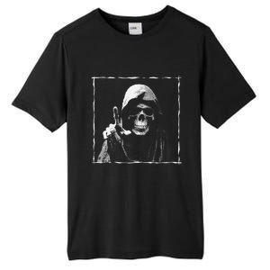 The Grim Reaper Shows Index Finger Horror Halloween Monster Tall Fusion ChromaSoft Performance T-Shirt