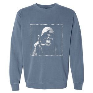 The Grim Reaper Shows Index Finger Horror Halloween Monster Garment-Dyed Sweatshirt