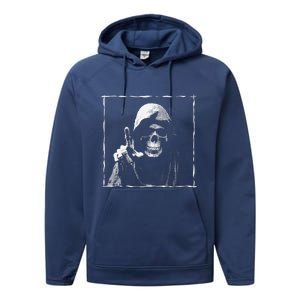 The Grim Reaper Shows Index Finger Horror Halloween Monster Performance Fleece Hoodie