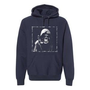 The Grim Reaper Shows Index Finger Horror Halloween Monster Premium Hoodie