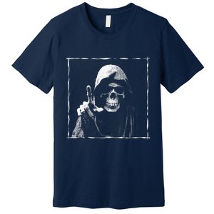 The Grim Reaper Shows Index Finger Horror Halloween Monster Premium T-Shirt