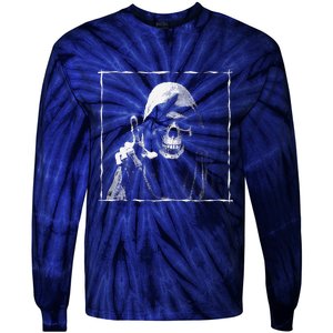 The Grim Reaper Shows Index Finger Horror Halloween Monster Tie-Dye Long Sleeve Shirt