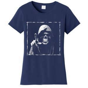 The Grim Reaper Shows Index Finger Horror Halloween Monster Women's T-Shirt