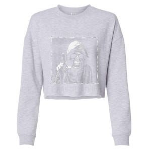 The Grim Reaper Shows Index Finger Horror Halloween Monster Cropped Pullover Crew