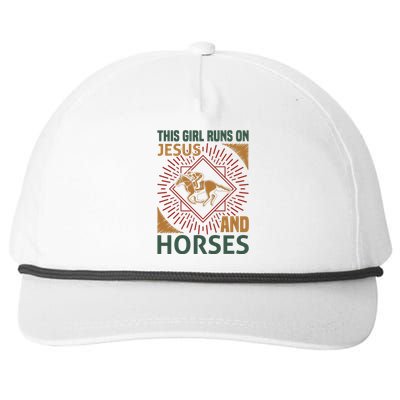 This Girl Runs On Jesus And Horses Snapback Five-Panel Rope Hat