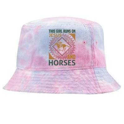 This Girl Runs On Jesus And Horses Tie-Dyed Bucket Hat