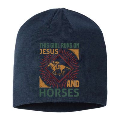 This Girl Runs On Jesus And Horses Sustainable Beanie