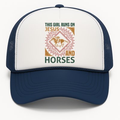 This Girl Runs On Jesus And Horses Trucker Hat