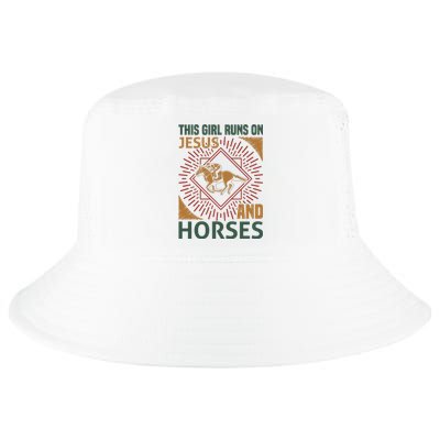 This Girl Runs On Jesus And Horses Cool Comfort Performance Bucket Hat