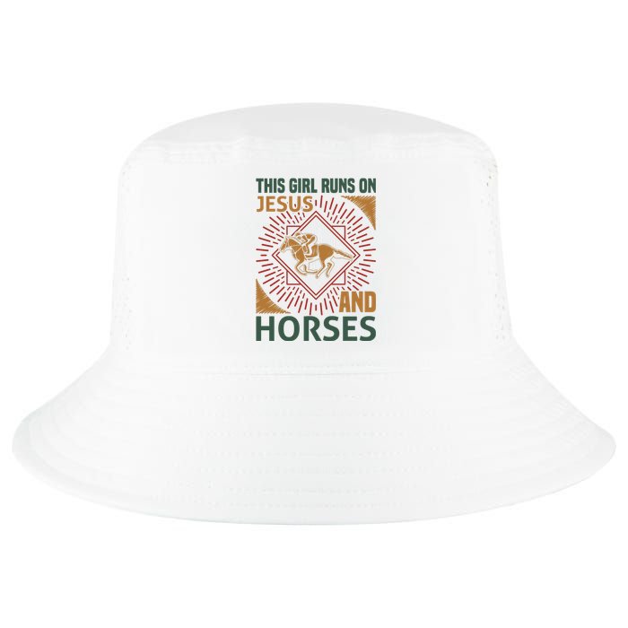 This Girl Runs On Jesus And Horses Cool Comfort Performance Bucket Hat