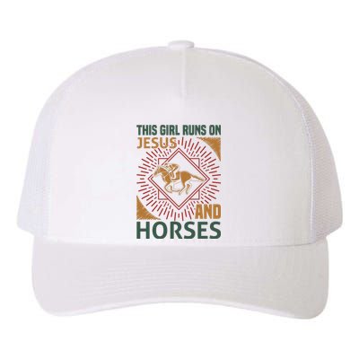 This Girl Runs On Jesus And Horses Yupoong Adult 5-Panel Trucker Hat