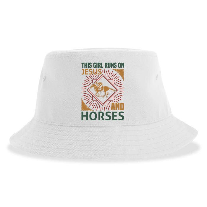 This Girl Runs On Jesus And Horses Sustainable Bucket Hat