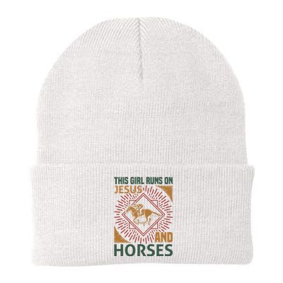 This Girl Runs On Jesus And Horses Knit Cap Winter Beanie