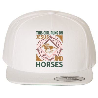 This Girl Runs On Jesus And Horses Wool Snapback Cap