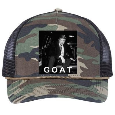 Trump Goat Republican Conservative Gift Trump 2024 Retro Rope Trucker Hat Cap