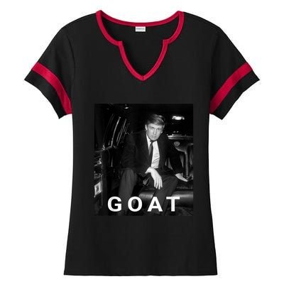 Trump Goat Republican Conservative Gift Trump 2024 Ladies Halftime Notch Neck Tee