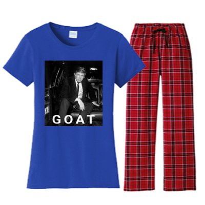 Trump Goat Republican Conservative Gift Trump 2024 Women's Flannel Pajama Set