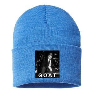 Trump Goat Republican Conservative Gift Trump 2024 Sustainable Knit Beanie