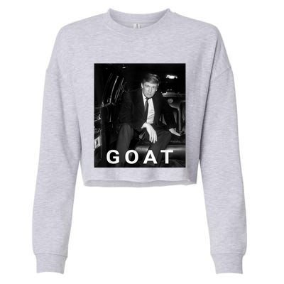 Trump Goat Republican Conservative Gift Trump 2024 Cropped Pullover Crew