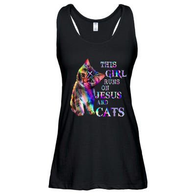 This Girl Runs On Jesus And Cats Ladies Essential Flowy Tank