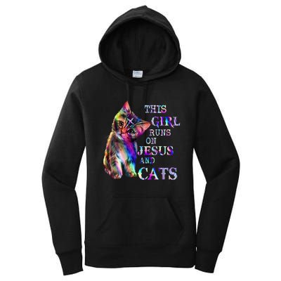 This Girl Runs On Jesus And Cats Women's Pullover Hoodie