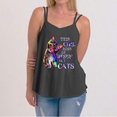 This Girl Runs On Jesus And Cats Women's Strappy Tank