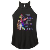 This Girl Runs On Jesus And Cats Women's Perfect Tri Rocker Tank