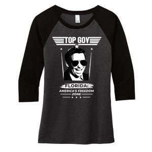 Top Gov Ron DeSantis Florida America's Freedom Zone Top Gov Women's Tri-Blend 3/4-Sleeve Raglan Shirt