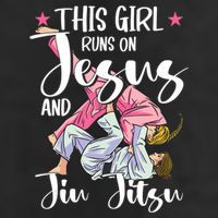 This Girl Runs On Jesus And Jiu Jitsu 7 Panel Mesh Trucker Snapback Hat