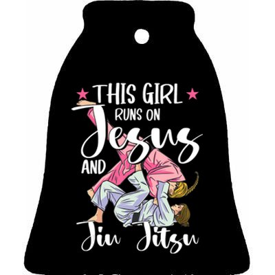 This Girl Runs On Jesus And Jiu Jitsu Ceramic Bell Ornament