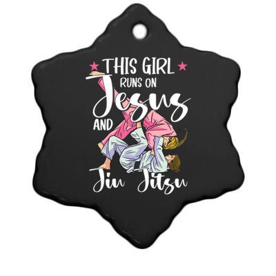 This Girl Runs On Jesus And Jiu Jitsu Ceramic Star Ornament