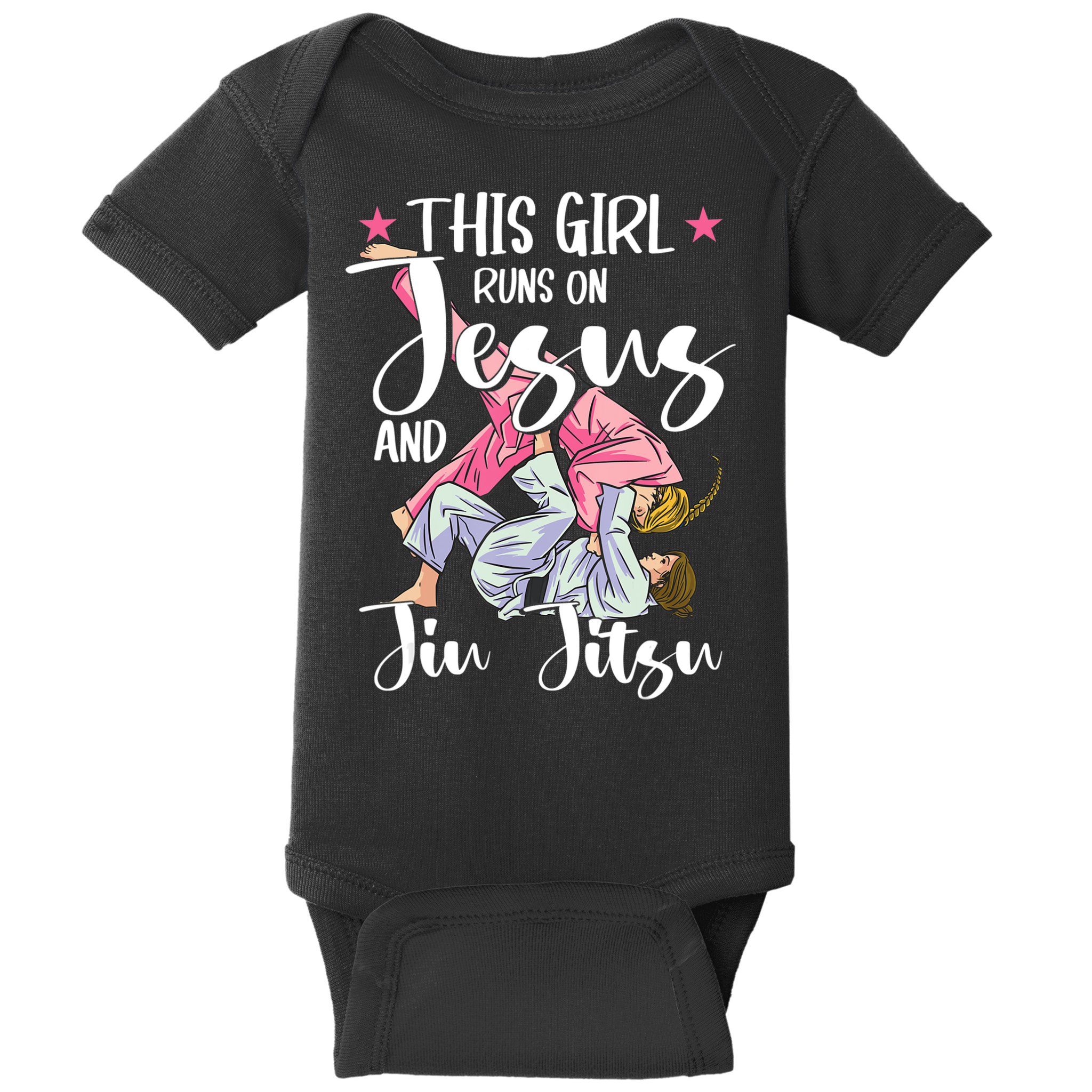This Girl Runs On Jesus And Jiu Jitsu Baby Bodysuit
