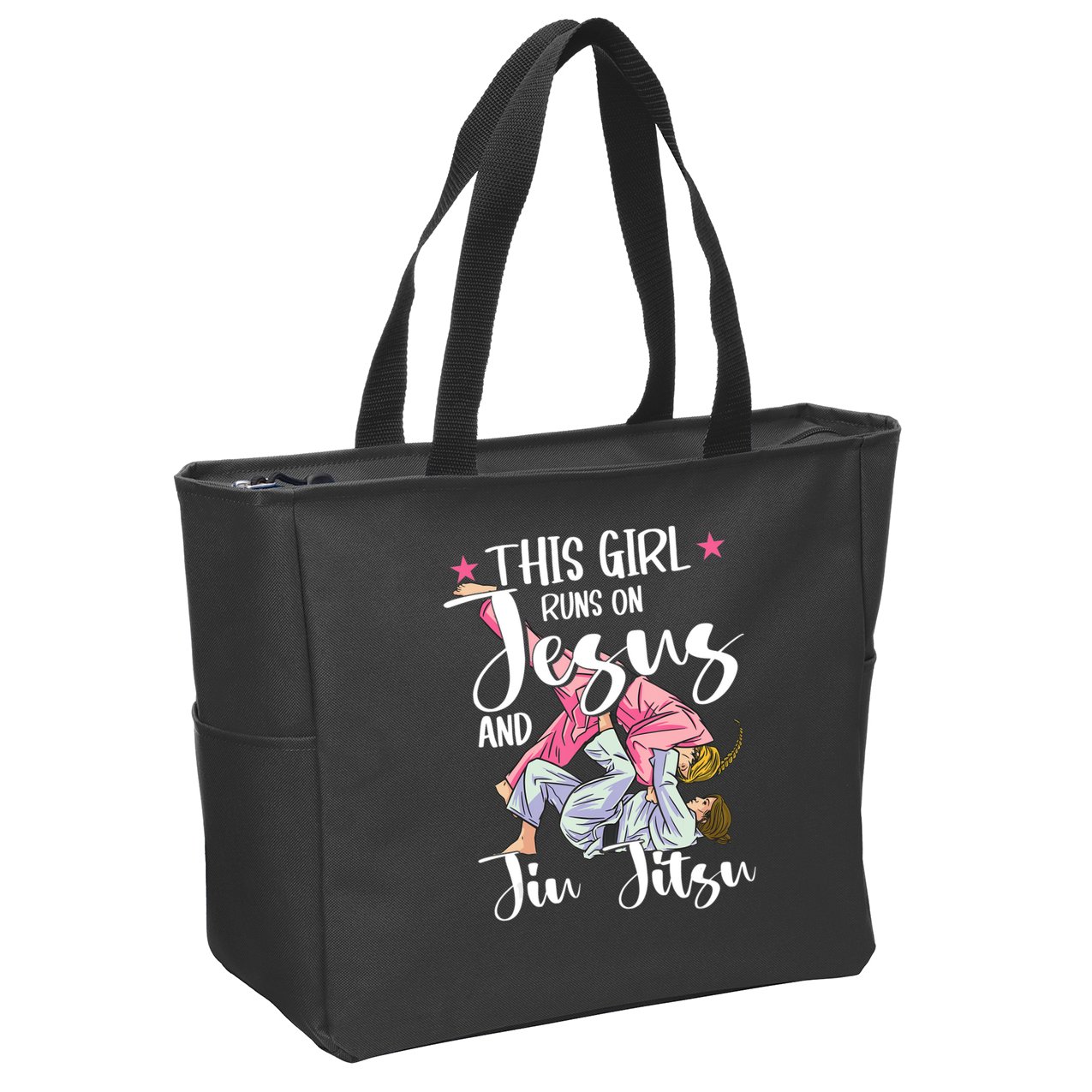 This Girl Runs On Jesus And Jiu Jitsu Zip Tote Bag