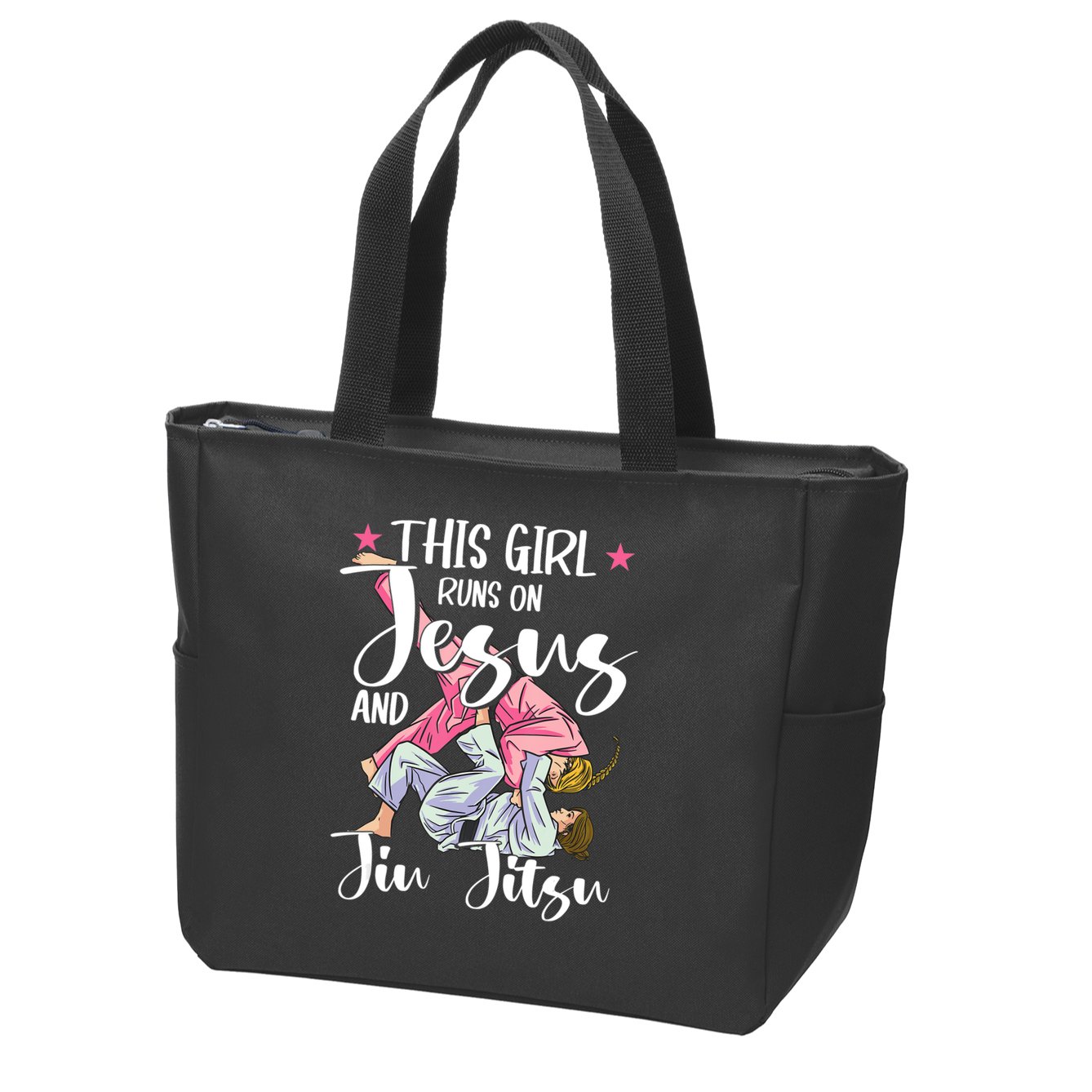 This Girl Runs On Jesus And Jiu Jitsu Zip Tote Bag