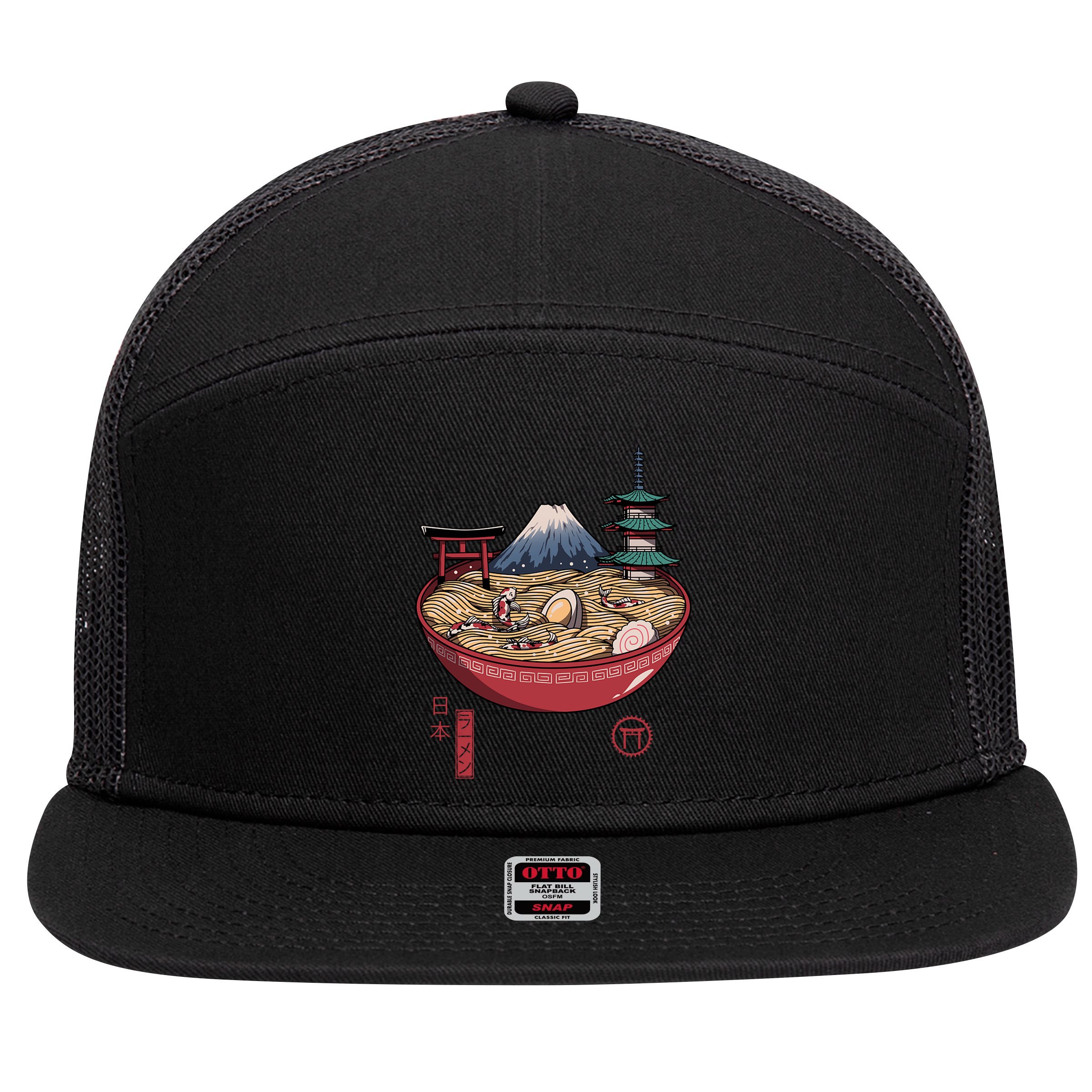 The Great Ramen Wave 7 Panel Mesh Trucker Snapback Hat