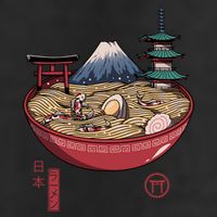 The Great Ramen Wave 7 Panel Mesh Trucker Snapback Hat