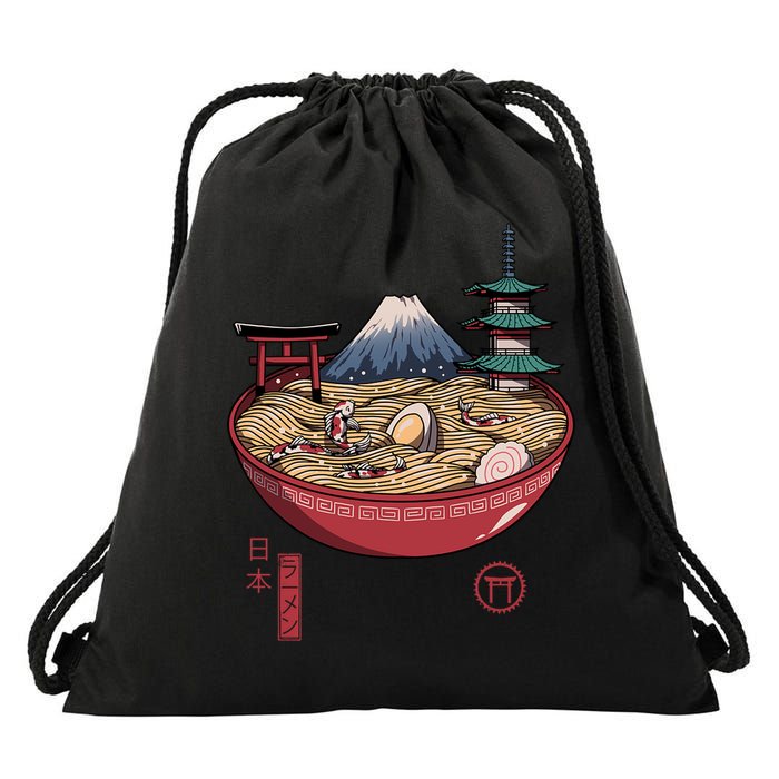 The Great Ramen Wave Drawstring Bag