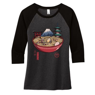 The Great Ramen Wave Women's Tri-Blend 3/4-Sleeve Raglan Shirt