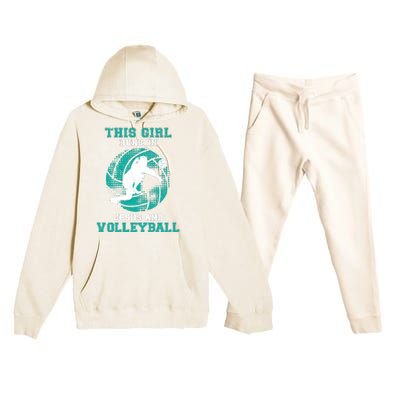 This Girl Runs On Jesus And Volleyball Teen Cute Gifts Premium Hooded Sweatsuit Set