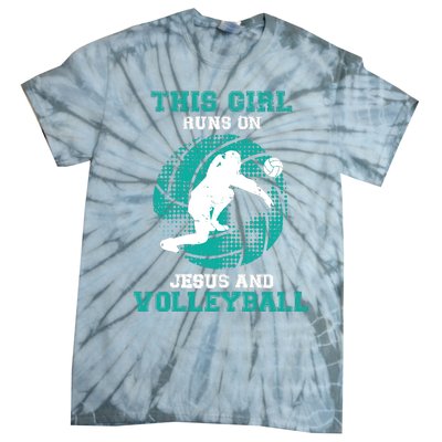 This Girl Runs On Jesus And Volleyball Teen Cute Gifts Tie-Dye T-Shirt