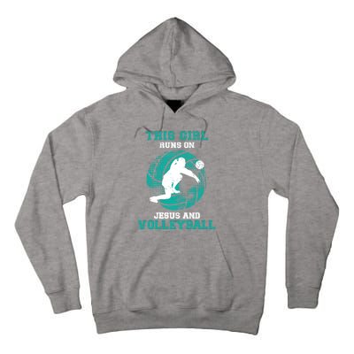 This Girl Runs On Jesus And Volleyball Teen Cute Gifts Tall Hoodie