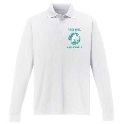 This Girl Runs On Jesus And Volleyball Teen Cute Gifts Performance Long Sleeve Polo