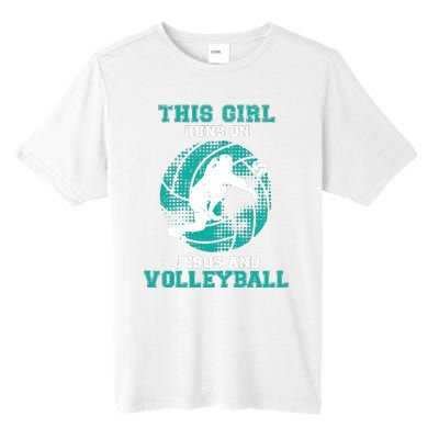 This Girl Runs On Jesus And Volleyball Teen Cute Gifts Tall Fusion ChromaSoft Performance T-Shirt