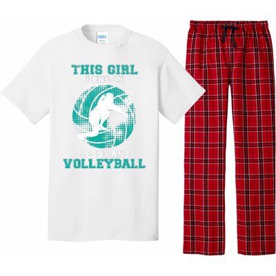 This Girl Runs On Jesus And Volleyball Teen Cute Gifts Pajama Set