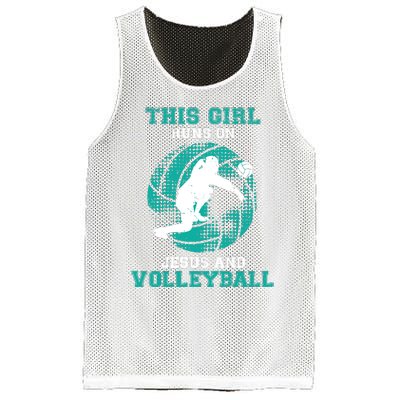 This Girl Runs On Jesus And Volleyball Teen Cute Gifts Mesh Reversible Basketball Jersey Tank